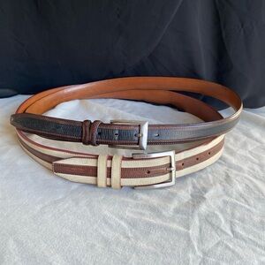 Johnston & Murphy Leather Dress Belts(2) Men’s Size 38 Cream/Brown Black/Brown